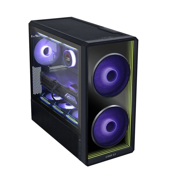 صندوق احترافي LIAN LI LanCool 217 INF, تصميم Mid-Tower مع لوح جانبي من الزجاج المقوى, مروحتان 170 مم ARGB أمامية مع مروحة خلفية 140 مم مثبتة مسبقًا - أسود