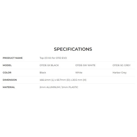 LIAN LI O11DE‑5W Top I/O Kit – ينقل منافذ الإدخال/الإخراج (USB‑A، USB‑C، مدخل سماعة الرأس) إلى الجزء العلوي من الهيكل – أبيض