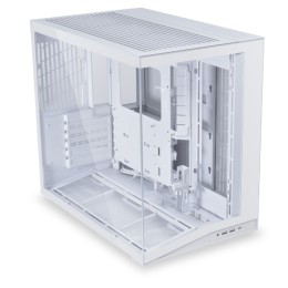 كيس ليان لي O11D Mini V2 Flow - تصميم بانورامي - موصلات خلفية - أبيض