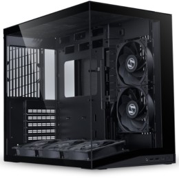 كيس كمبيوتر ألعاب ليان لي O11D ميني V2 فلو - نوع Compact Mid Tower - 5 مراوح PWM - زجاج مقسى - لون أسود