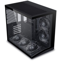 كيس كمبيوتر ألعاب ليان لي O11D ميني V2 فلو - نوع Compact Mid Tower - 5 مراوح PWM - زجاج مقسى - لون أسود