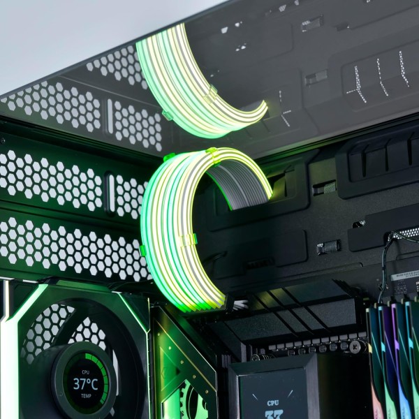 ليان لي كيبل لاسلكي للمعالج , LIAN LI CPU STRIMER Wireless, تحكم لاسلكي 2.4GHz, الطول 260 ملم , متوافق مع برنامج L-Connect 3, إضاءة ARGB مع 8 دلائل ضوئية