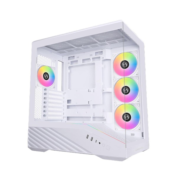 LIAN LI V100RW GAMING ATX MID-TOWER CASE, 4X ARGB Fans pre-installed, support up to 360mm AIO, integrated LED strip - WHITE