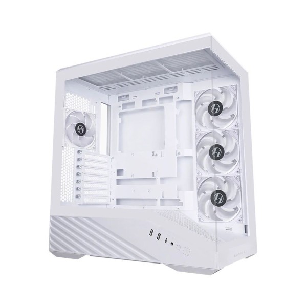 LIAN LI V100RW GAMING ATX MID-TOWER CASE, 4X ARGB Fans pre-installed, support up to 360mm AIO, integrated LED strip - WHITE