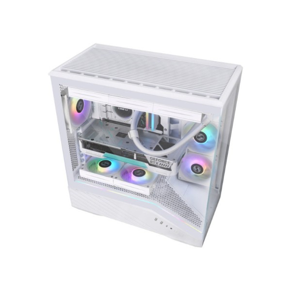 LIAN LI V100RW GAMING ATX MID-TOWER CASE, 4X ARGB Fans pre-installed, support up to 360mm AIO, integrated LED strip - WHITE