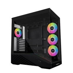 كيس احترافي ليان لي LIAN LI V100RX,  مراوح ARGB مثبتة مسبقًا, إضاءة ARGB قابلة للتخصيص مع شريط LED مدمج , يدعم مبرد مائي 360 مم من الأعلى - أسود 
