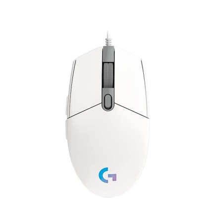فأرة العاب سلكية Logitech G203, مستشعر Optical بدقة تصل حتى 8000 DPI,  معدل تحديث 1000 Hz,  مع 6 أزرار قابلة للبرمجة,  إضاءة RGB LIGHTSYNC - أبيض