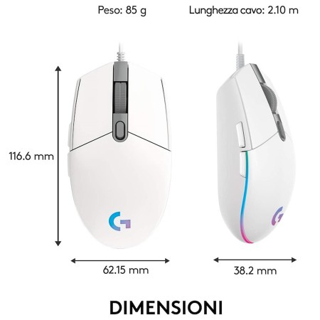فأرة العاب سلكية Logitech G203, مستشعر Optical بدقة تصل حتى 8000 DPI, معدل تحديث 1000 Hz, مع 6 أزرار قابلة للبرمجة, إضاءة RGB LIGHTSYNC - أبيض فأرة العاب سلكية Logitech G203, مستشعر Optical بدقة تصل حتى 8000 DPI, معدل تحديث 1000 Hz, مع 6 أزرار قابلة للبرمجة, إضاءة RGB LIGHTSYNC - أبيض