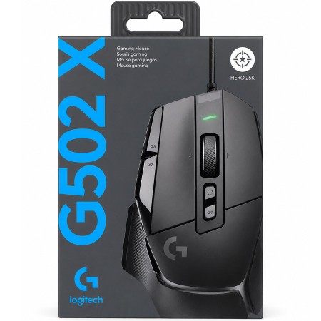 Logitech G502 X Wired Gaming Mouse - HERO 25K Sensor - LIGHTFORCE Switches