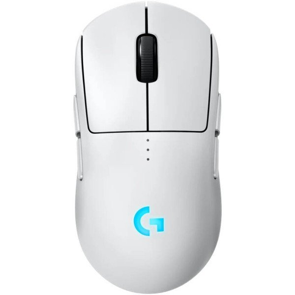 فأرة ألعاب احترافية Logitech PRO 2 LIGHTSPEED, تدعم تقنية تقنية LIGHTSPEED اللاسلكية, مستشعر HERO 2, سرعة تصل إلى 44,000 DPI, دعم الشحن عبر USB-C, وزن 80 غرام - أبيض