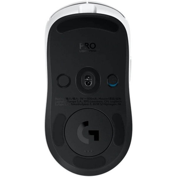 فأرة ألعاب احترافية Logitech PRO 2 LIGHTSPEED, تدعم تقنية تقنية LIGHTSPEED اللاسلكية, مستشعر HERO 2, سرعة تصل إلى 44,000 DPI, دعم الشحن عبر USB-C, وزن 80 غرام - أبيض