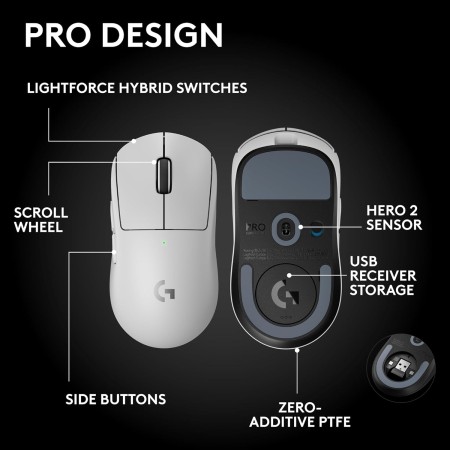 ماوس احترفية للالعاب من لوجيتيك  Logitech G PRO X SUPERLIGHT 2 SE, وزن 60 جرام, مستشعر HERO 2 بدقة تصل حتى 44,000 DPI، بطارية بعمر يصل حتى 88 ساعة - أبيض
