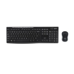 Combo Wireless Keyboard Mouse Logitech MK270 ,Spill-resistant and ergonomically designed for daily use , Arabic / English - Black