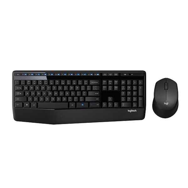 مجموعة مكتبية لوحة مفاتيح وماوس لاسلكية Logitech MK345 Comfort، مفاتيح منخفضة الضجيج ومريحة، تصميم مريح لليد اليمنى – اسود مجموعة مكتبية لوحة مفاتيح وماوس لاسلكية Logitech MK345 Comfort، مفاتيح منخفضة الضجيج ومريحة، تصميم مريح لليد اليمنى – اسود
