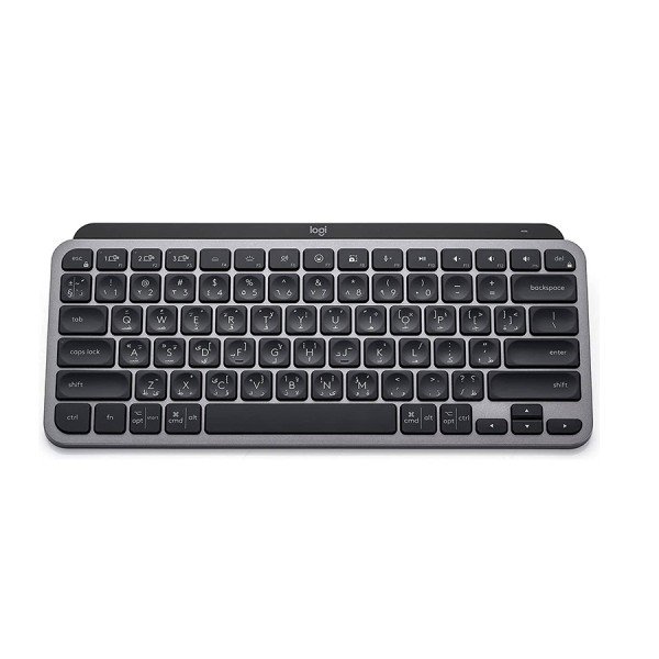 كيبورد احترافي من لوجيتك MX Keys Mini, اتصال لاسلكي عبر Bluetooth, إضاءة خلفية, بطارية مدمجة قابلة للشحن, متوافقة مع أنظمة التشغيل المتعددة - رمادي فاتح
