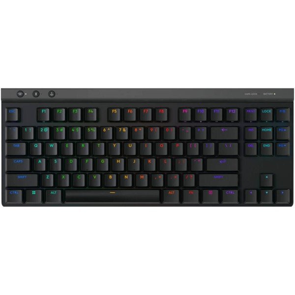 لوحة مفاتيح ميكانيكية Logitech G515 LIGHTSPEED TKL,مفاتيح ميكانيكية منخفضة الارتفاع GL Tactile, إضاءة LIGHTSYNC RGB,  يدعم LIGHTSPEED لاسلكي 2.4GHz, بلوتوث او USB-C - أسود