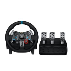عجلة القيادة Logitech G29 Driving Force, دواسات معدنية ثلاثية للتحكم بدقة في السرعة والكبح والقابض, متوافقة مع PC، PS3، PS4، PS5 عبر برنامج Logitech G HUB 