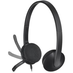 Wired Headset Logitech H340 USB Computer ,Clear digital stereo sound ,Lightweight design ,Adjustable boom mic -Black