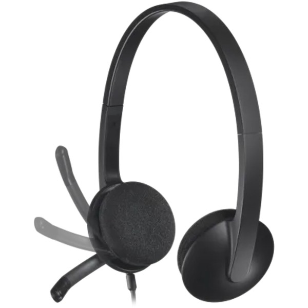Wired Headset Logitech H340 USB Computer ,Clear digital stereo sound ,Lightweight design ,Adjustable boom mic -Black