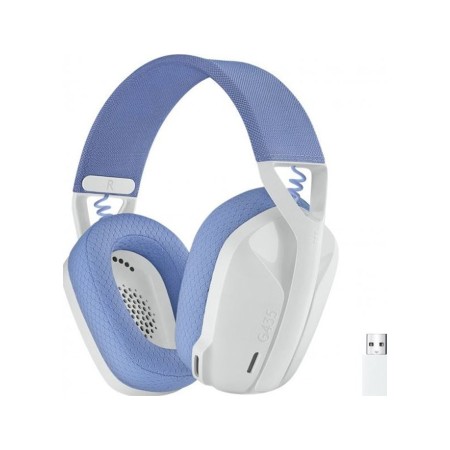 سماعة رأس لاسلكية LOGITECH G435, اتصال لاسلكي Bluetooth, ميكروفون مدمج, بطارية تدوم حتى 18, متوافقة مع مختلف المنصات - أبيض