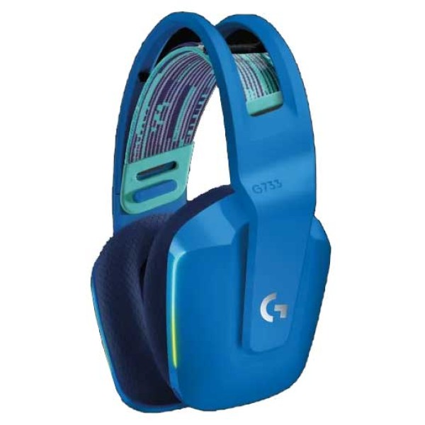 Logitech G733 Lightspeed Wireless RGB Gaming Headset - 29h Battery, DTS Headphone:X 2.0, PC, PS4, PS5, - Blue - لوجيتك سماعة رأس للالعاب وايرليس ازرق