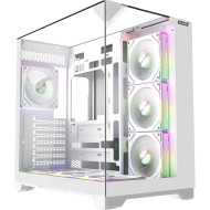 كيس كمبيوتر  MAJESTY XSPACE 007 ARGB – أبيض | 7 مراوح ARGB | زجاج حراري | دعم ATX
