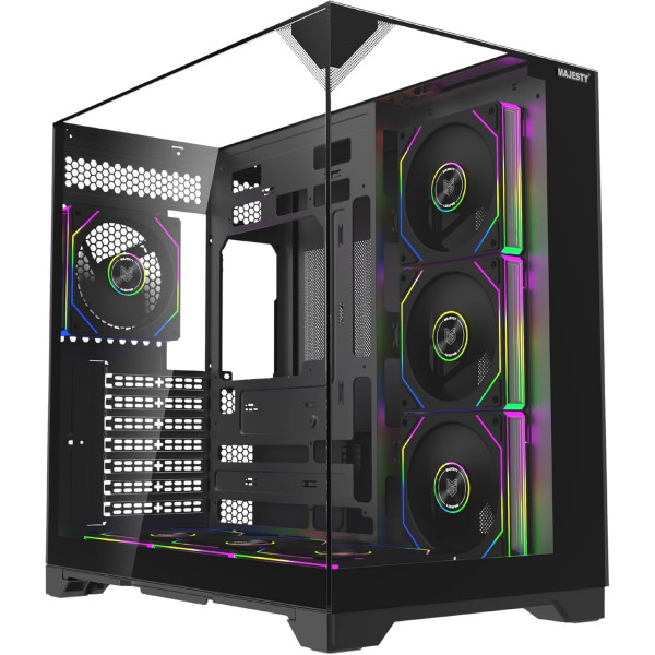 PC Case MAJESTY XSPACE 006 ARGB Mid Tower – Black | 7x ARGB Fans | Tempered Glass | ATX Support