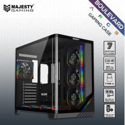 كيس كمبيوترMAJESTY BOULEVARD 008 ARGB – أسود 7 مراوح ARGB زجاج حراري دعم لوحات ATX كيس كمبيوترMAJESTY BOULEVARD 008 ARGB – أسود 7 مراوح ARGB زجاج حراري دعم لوحات ATX