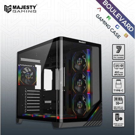 Majesty Boulevard 008 ARGB ATX Case - 7 Pre-Installed Fans - Black