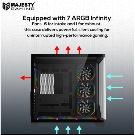Majesty Boulevard 008 ARGB ATX Case - 7 Pre-Installed Fans - Black