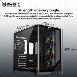 PC Case MAJESTY BOULEVARD 008 ARGB ATX Mid Tower, 7 pre-installed ARGB fans, Support ATX, Micro-ATX, and Mini-ITX MB - BLACK