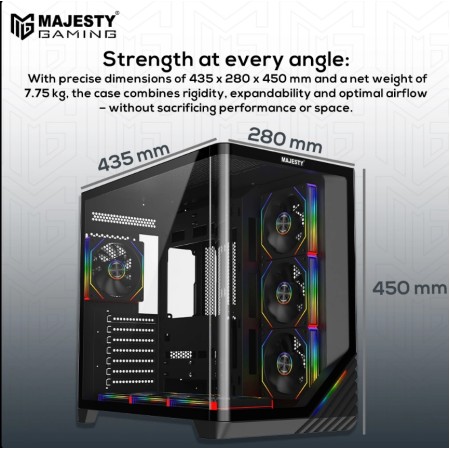 Majesty Boulevard 008 ARGB ATX Case - 7 Pre-Installed Fans - Black
