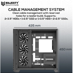 PC Case MAJESTY BOULEVARD 008 ARGB ATX Mid Tower, 7 pre-installed ARGB fans, Support ATX, Micro-ATX, and Mini-ITX MB - BLACK PC Case MAJESTY BOULEVARD 008 ARGB ATX Mid Tower, 7 pre-installed ARGB fans, Support ATX, Micro-ATX, and Mini-ITX MB - BLACK