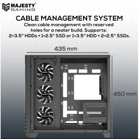 Majesty Boulevard 008 ARGB ATX Case - 7 Pre-Installed Fans - Black