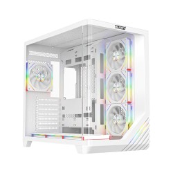 PC Case MAJESTY BOULEVARD 008 ARGB ATX Mid Tower, 7 pre-installed ARGB fans, Support ATX, Micro-ATX, and Mini-ITX MB - WHITE