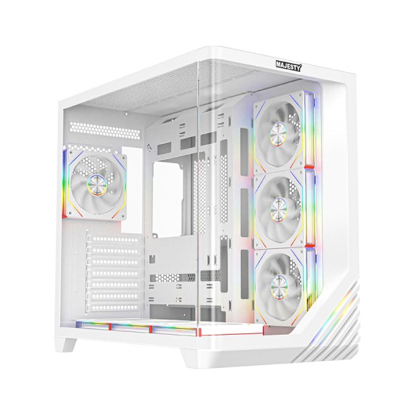 PC Case MAJESTY BOULEVARD 008 ARGB ATX Mid Tower, 7 pre-installed ARGB fans, Support ATX, Micro-ATX, and Mini-ITX MB - WHITE PC Case MAJESTY BOULEVARD 008 ARGB ATX Mid Tower, 7 pre-installed ARGB fans, Support ATX, Micro-ATX, and Mini-ITX MB - WHITE
