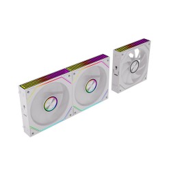 مراوح MAJESTY PRISM, ب 3 مراوح مقاس 120مم, تصميم Building Block لتوصيل المراوح معًا بكابل واحد فقط, إضاءة ARGB قابلة للمزامنة, تحكم PWM - أبيض 