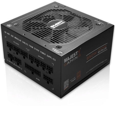 مزود طاقة MAJESTY MPS850-B01 بقدرة تصل إلى 850 واط، حاصل على شهادة 80 PLUS Bronze، بتصميم معياري كامل (Fully Modular)، يدعم معيار ATX 3.1 - اسود مزود طاقة MAJESTY MPS850-B01 بقدرة تصل إلى 850 واط، حاصل على شهادة 80 PLUS Bronze، بتصميم معياري كامل (Fully Modular)، يدعم معيار ATX 3.1 - اسود