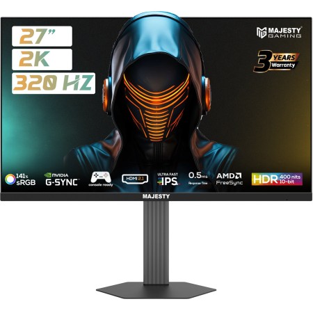 شاشة قيمنق ماجيستي - مقاس 27" QHD 2K - لوحة IPS - تردد 320Hz - استجابة 0.5ms - يدعم كونسول شاشة قيمنق ماجيستي - مقاس 27" QHD 2K - لوحة IPS - تردد 320Hz - استجابة 0.5ms - يدعم كونسول