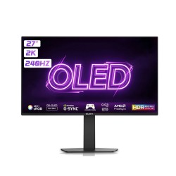 شاشة العاب احترافية MAJESTY MAS1-272K626, مقاس 27 بوصة,  لوحة QD-OLED, بدقة (QHD (2560×1440, معدل تحديث 240Hz, زمن استجابة 0.03ms, دعم NVIDIA G-SYNC وAMD FreeSync - أسود 