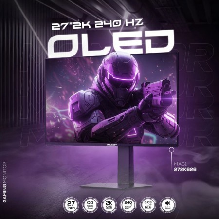 شاشة قيمنق ألعاب ماجيستي  مقاس 27" - دقة 2K QHD - لوحة QD-OLED - تردد 240Hz - استجابة 0.03ms