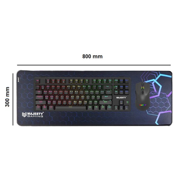 لبادة فأرة MAJESTY MOPAD-01, سطح قماشي ناعم, قاعدة مطاطية مانعة للانزلاق, الأبعاد (800x300)مم, سمك 3مم, مقاومة للغبار - أسود