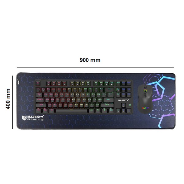 لبادة فأرة MAJESTY MOPAD-02, سطح قماشي ناعم, قاعدة مطاطية مانعة للانزلاق, الأبعاد (900x400) مم, سمك 3مم, مقاومة للغبار - أسود