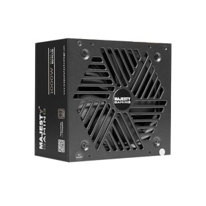 مزود الطاقة MAJESTY MPS1000-G01, بقدرة 1000 واط, شهادة كفاءة 80 PLUS Gold, تصميم معياري بالكامل Fully Modular, متوافق مع معيار ATX 3.1, دعم PCIe 5, مروحة تبريد هادئة - أسود