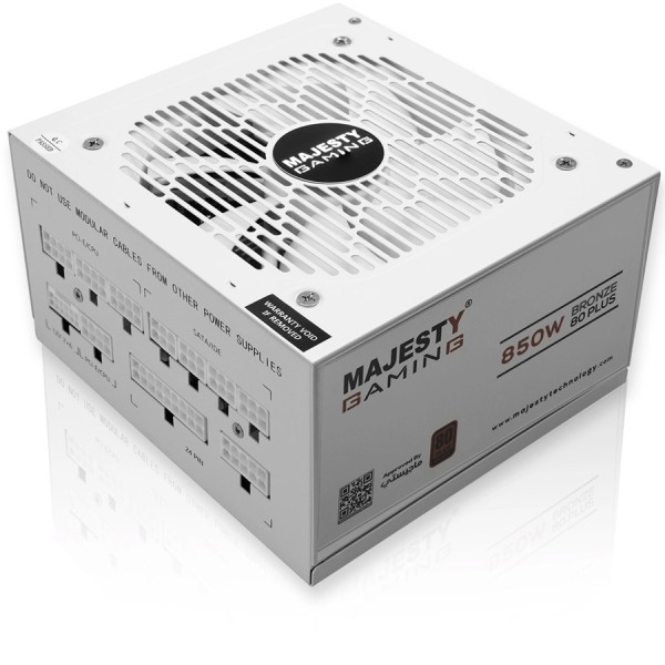 مزود طاقة MAJESTY MPS850-B01 بقدرة تصل إلى 850 واط، حاصل على شهادة 80 PLUS Bronze، بتصميم معياري كامل (Fully Modular)، يدعم معيار ATX 3.1 - ابيض مزود طاقة MAJESTY MPS850-B01 بقدرة تصل إلى 850 واط، حاصل على شهادة 80 PLUS Bronze، بتصميم معياري كامل (Fully Modular)، يدعم معيار ATX 3.1 - ابيض