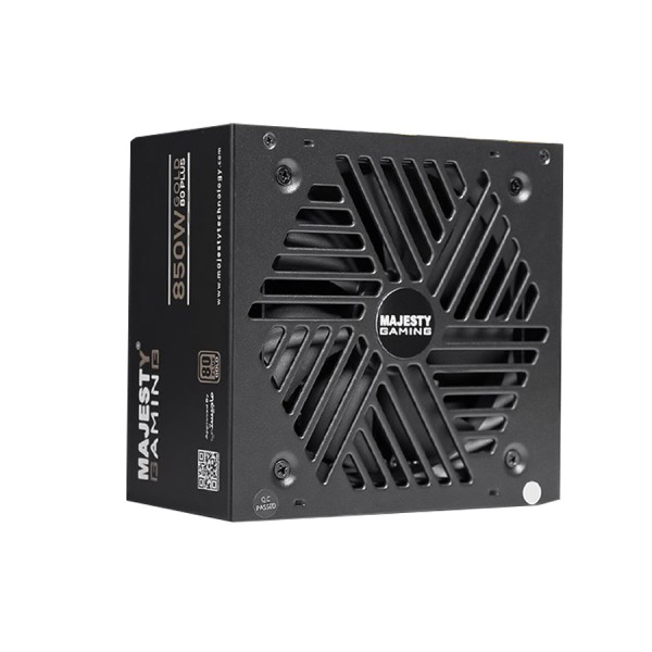 مزود الطاقة MAJESTY MPS850-G01, بقدرة 850 واط, شهادة كفاءة 80 PLUS Gold, تصميم معياري بالكامل Fully Modular, متوافق مع معيار ATX 3.1, دعم PCIe 5, مروحة تبريد هادئة - أسود