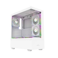 MAJESTY RAAD 203 ATX mid-tower case, Tempered glass panels, 6 × ARGB fans, ATX PSU, easy installation - WHITE