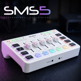 منصة صوتية ماجستي USB - مكسر صوت احترافي - إضاءة RGB - تسجيل 24Bit - أبيض