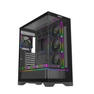 MAJESTY TUWAIQ PRO 206 ARGB TEMP-GLASS ATX MID TOWER Case, support ATX, Micro-ATX and Mini-ITX motherboards, 7 pre-installed ARGB fans - BLACK