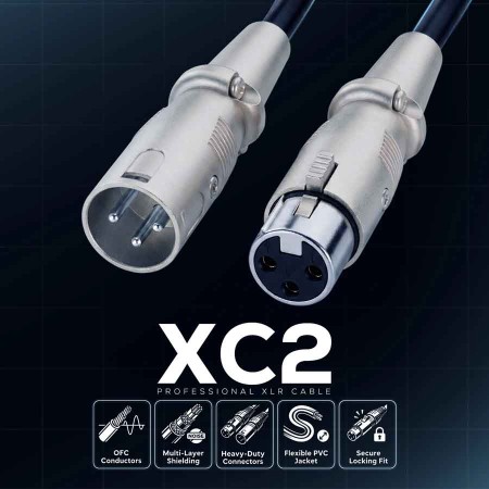 كيبل مايكروفون ماجستي XLR - طول 2 متر - ذكر إلى أنثى - صوت متوازن - أسود كيبل مايكروفون ماجستي XLR - طول 2 متر - ذكر إلى أنثى - صوت متوازن - أسود